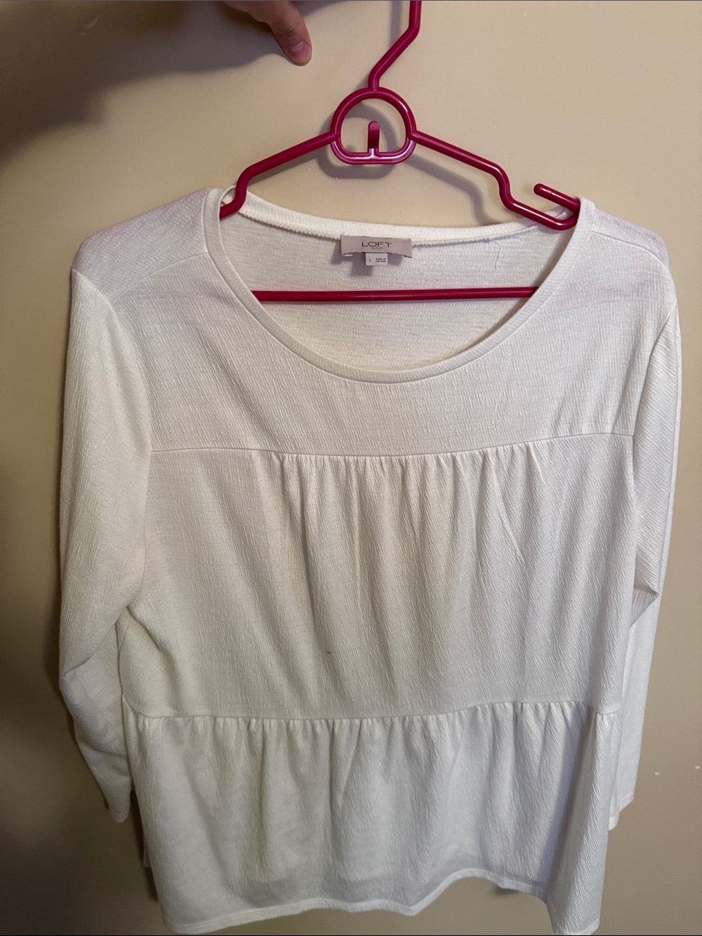 LOFT White Long Sleeve Peasant Blouse